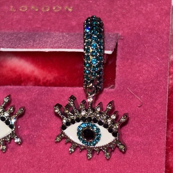 NWT Kurt Geiger sparkling evil eye on small hoops earrings. - Picture 4 of 10